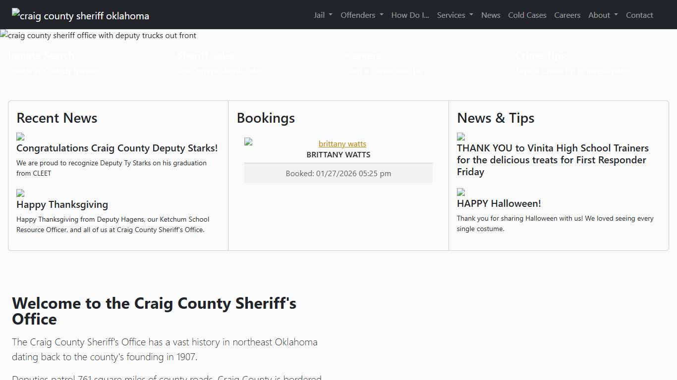 Craig County Sheriff's Office in Oklahoma