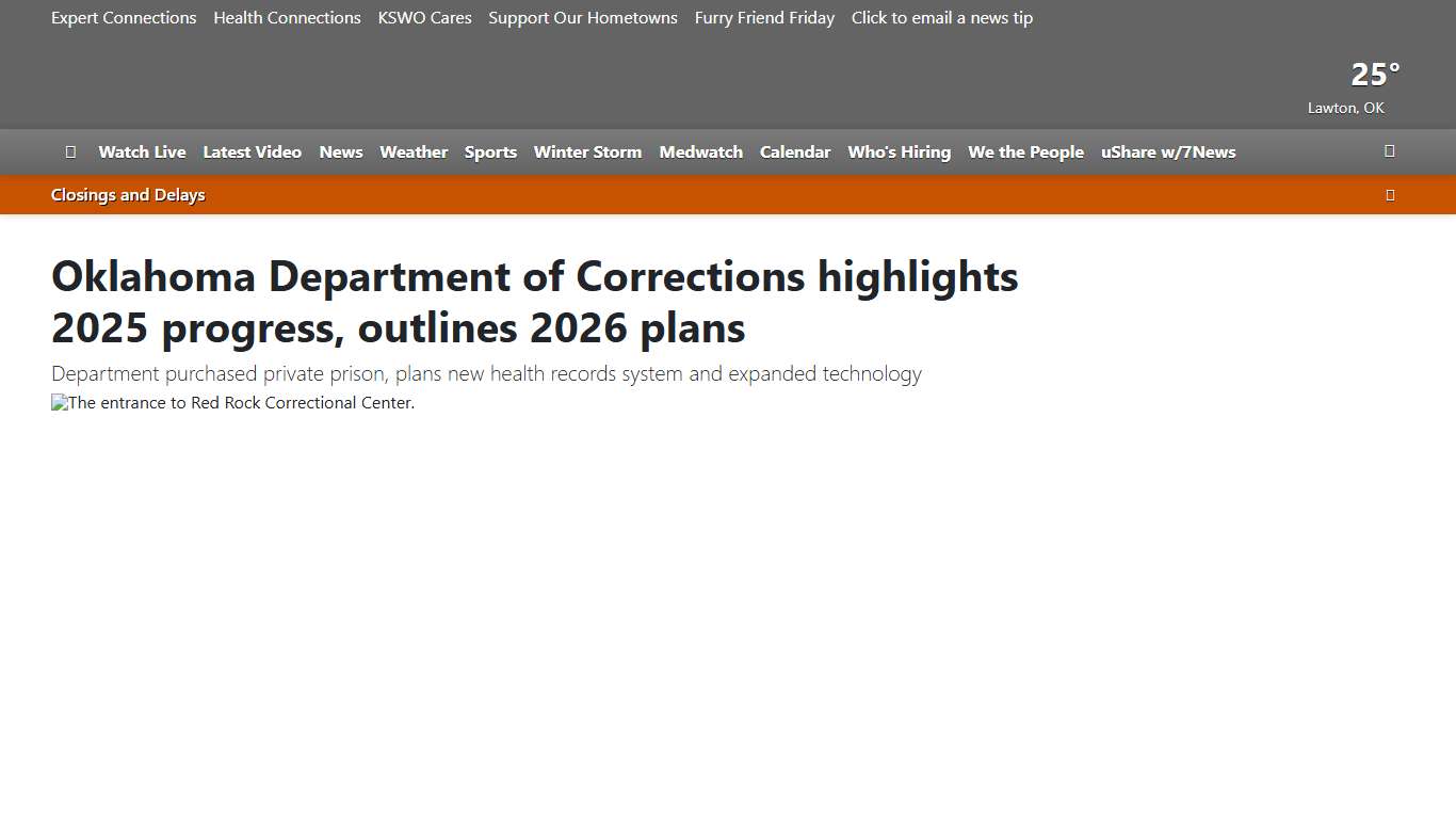 Oklahoma Department of Corrections highlights 2025 progress, outlines 2026 plans